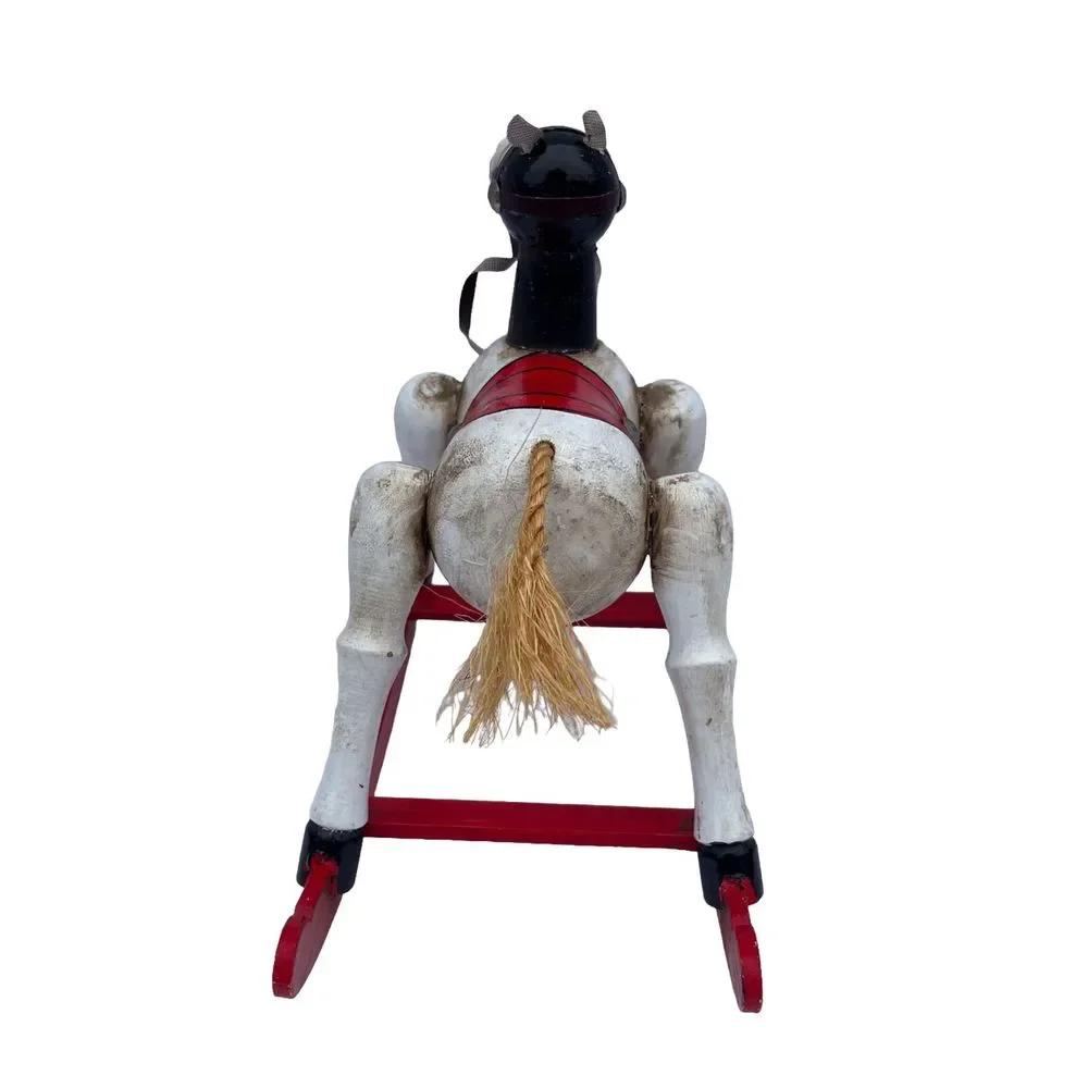 Vintage Enesco Musical Wooden Rocking Horse Plays Toyland 1979‎ Made in Taiwan